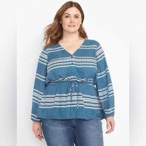 Lane Bryant Plus Size No Peek Button Front Peplum blouse size 18